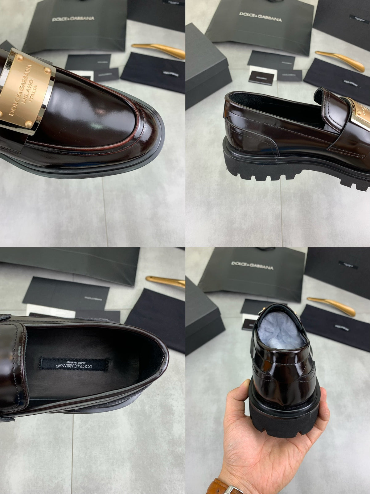 Dolce & Gabbana DG Men's Slip-On Moccasin Loafers with Metal Detail