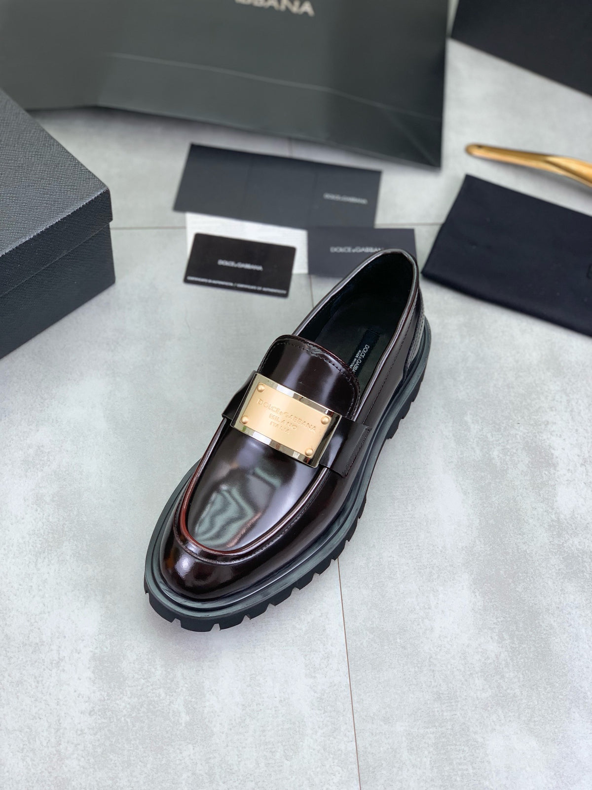 Dolce & Gabbana DG Men's Slip-On Moccasin Loafers with Metal Detail