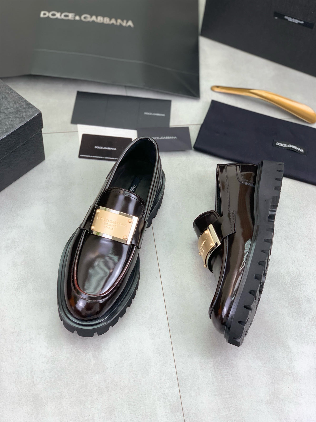 Dolce & Gabbana DG Men's Slip-On Moccasin Loafers with Metal Detail