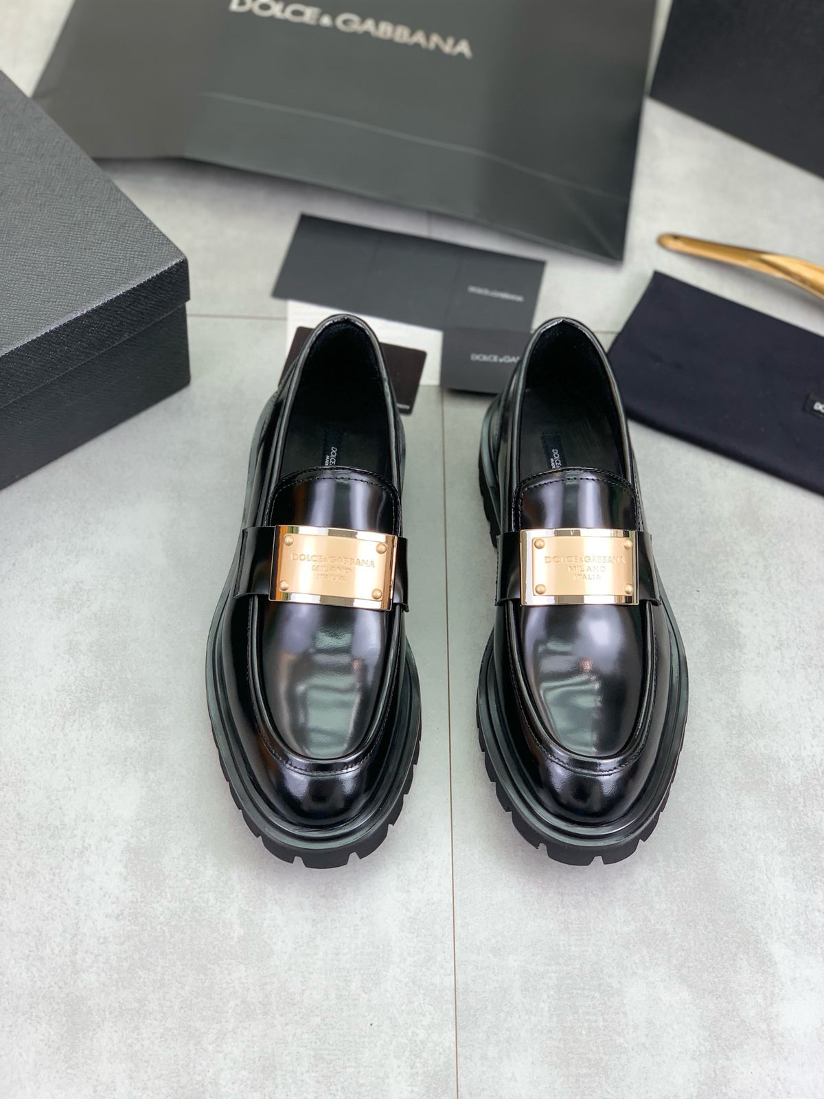 Dolce & Gabbana DG Men's Slip-On Moccasin Loafers with Metal Detail