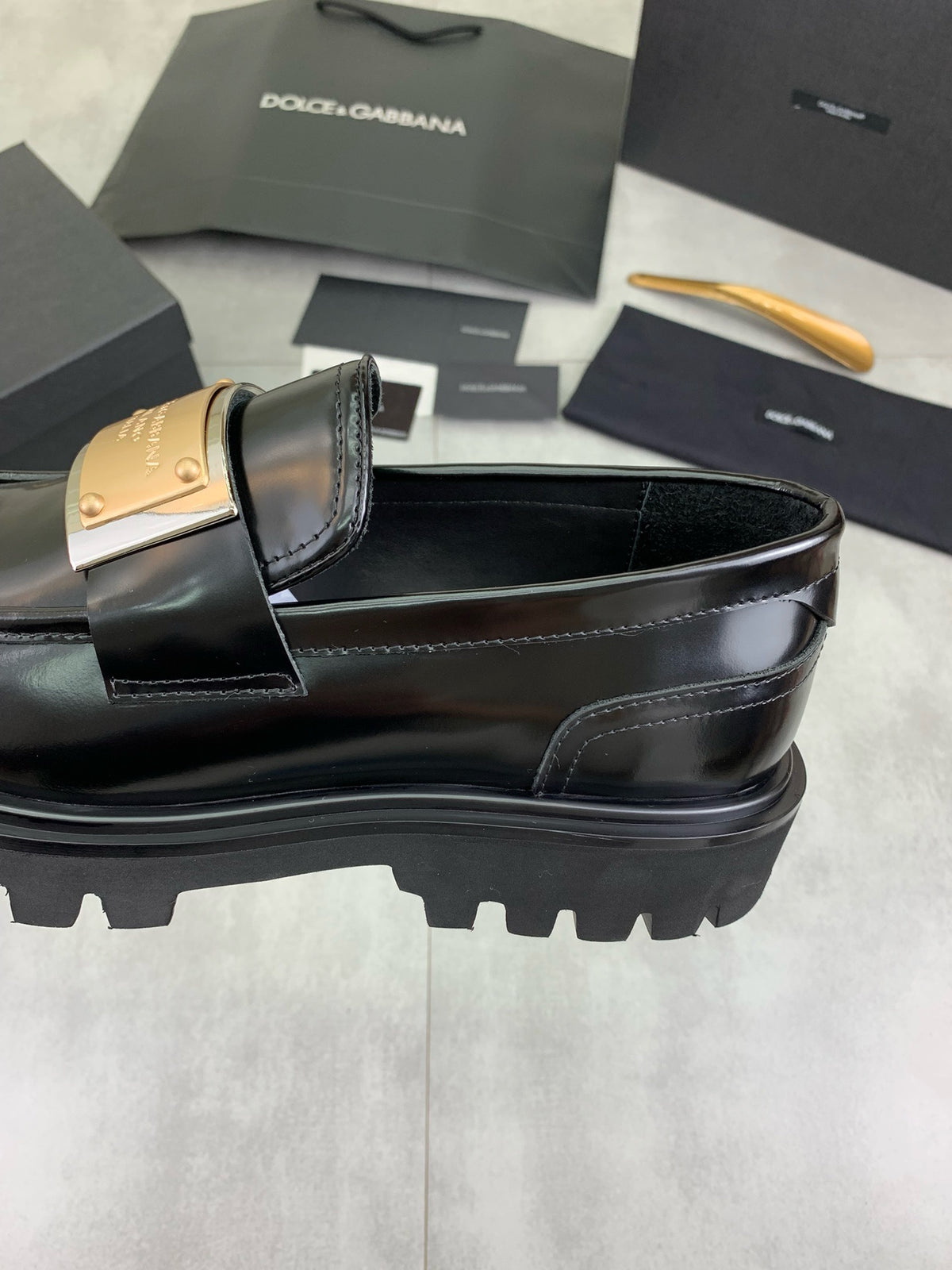 Dolce & Gabbana DG Men's Slip-On Moccasin Loafers with Metal Detail