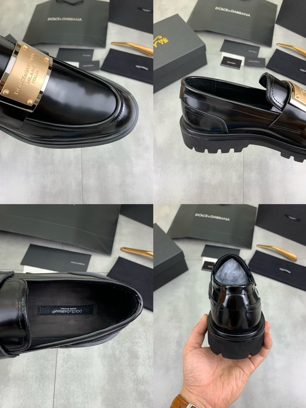 Dolce & Gabbana DG Men's Slip-On Moccasin Loafers with Metal Detail