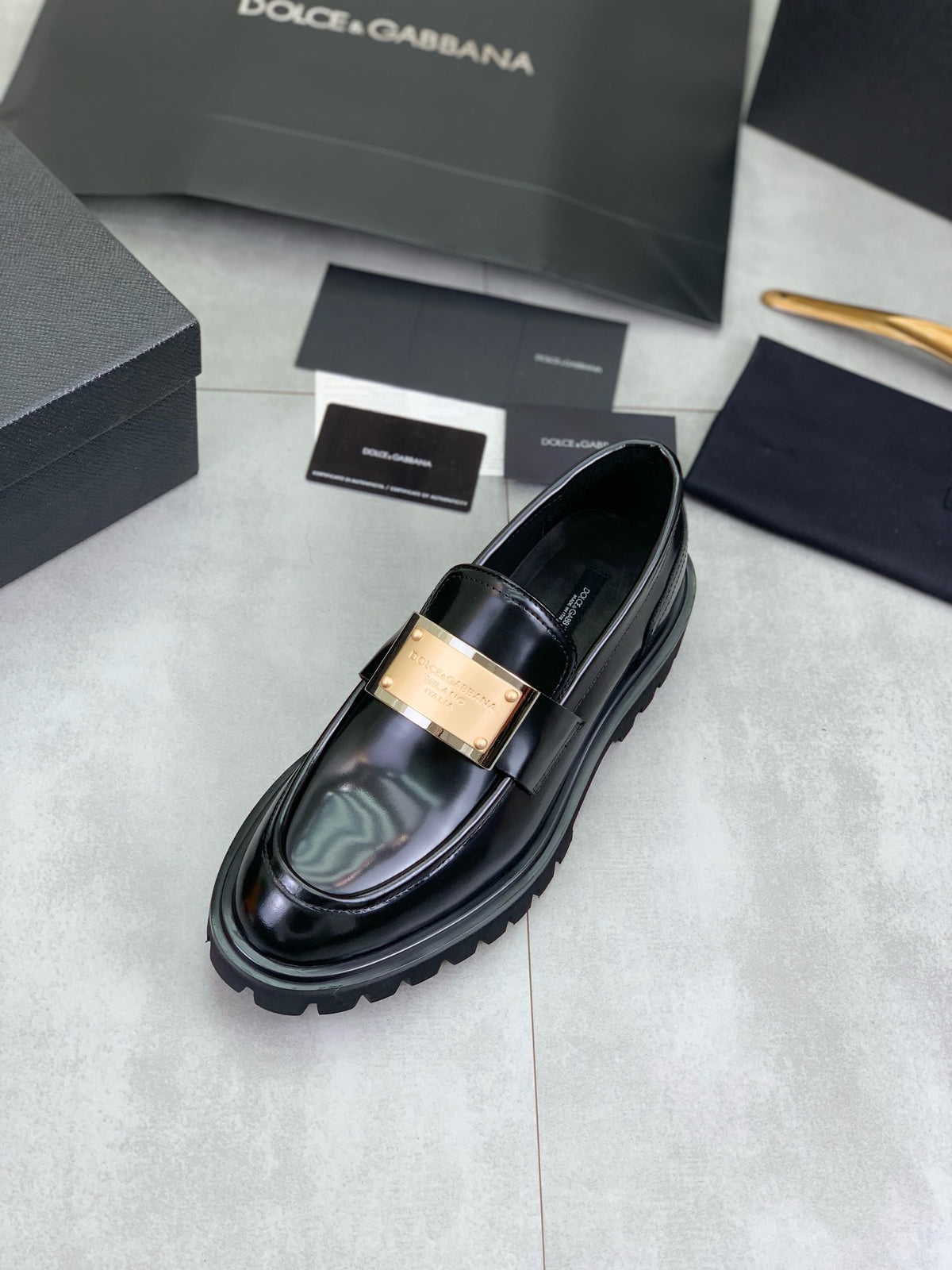 Dolce & Gabbana DG Men's Slip-On Moccasin Loafers with Metal Detail