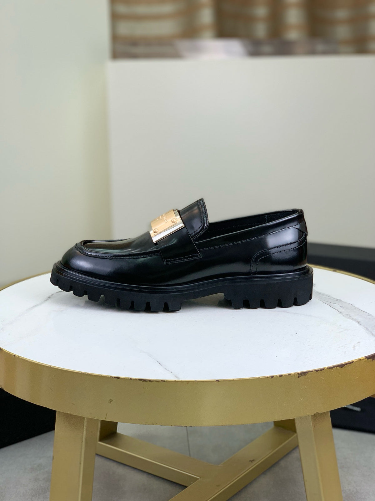 Dolce & Gabbana DG Men's Slip-On Moccasin Loafers with Metal Detail
