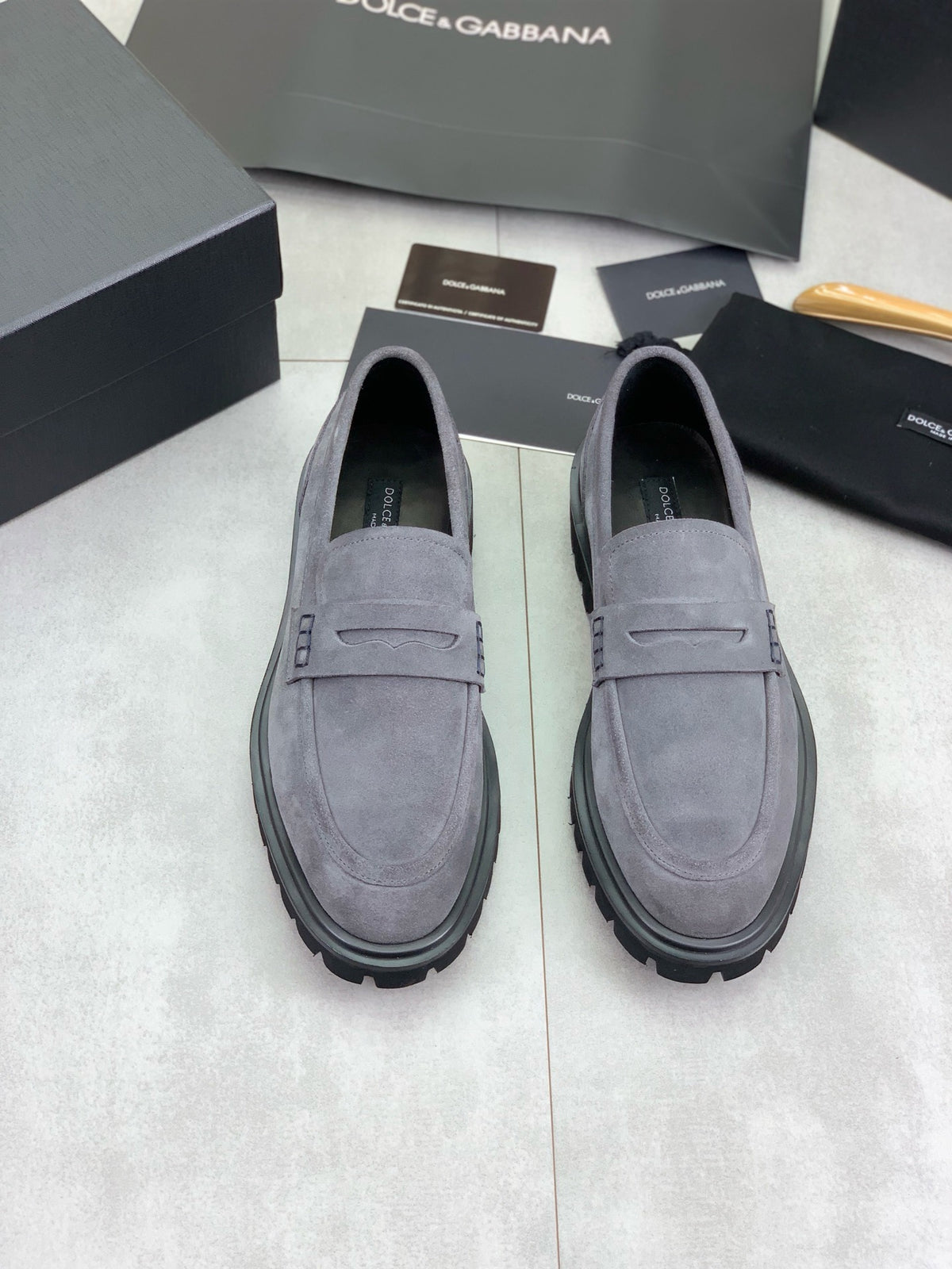 Dolce & Gabbana DG Men's Slip-On Moccasin Loafers with Metal Detail