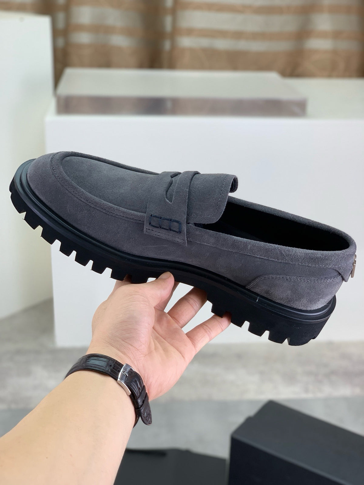 Dolce & Gabbana DG Men's Slip-On Moccasin Loafers with Metal Detail