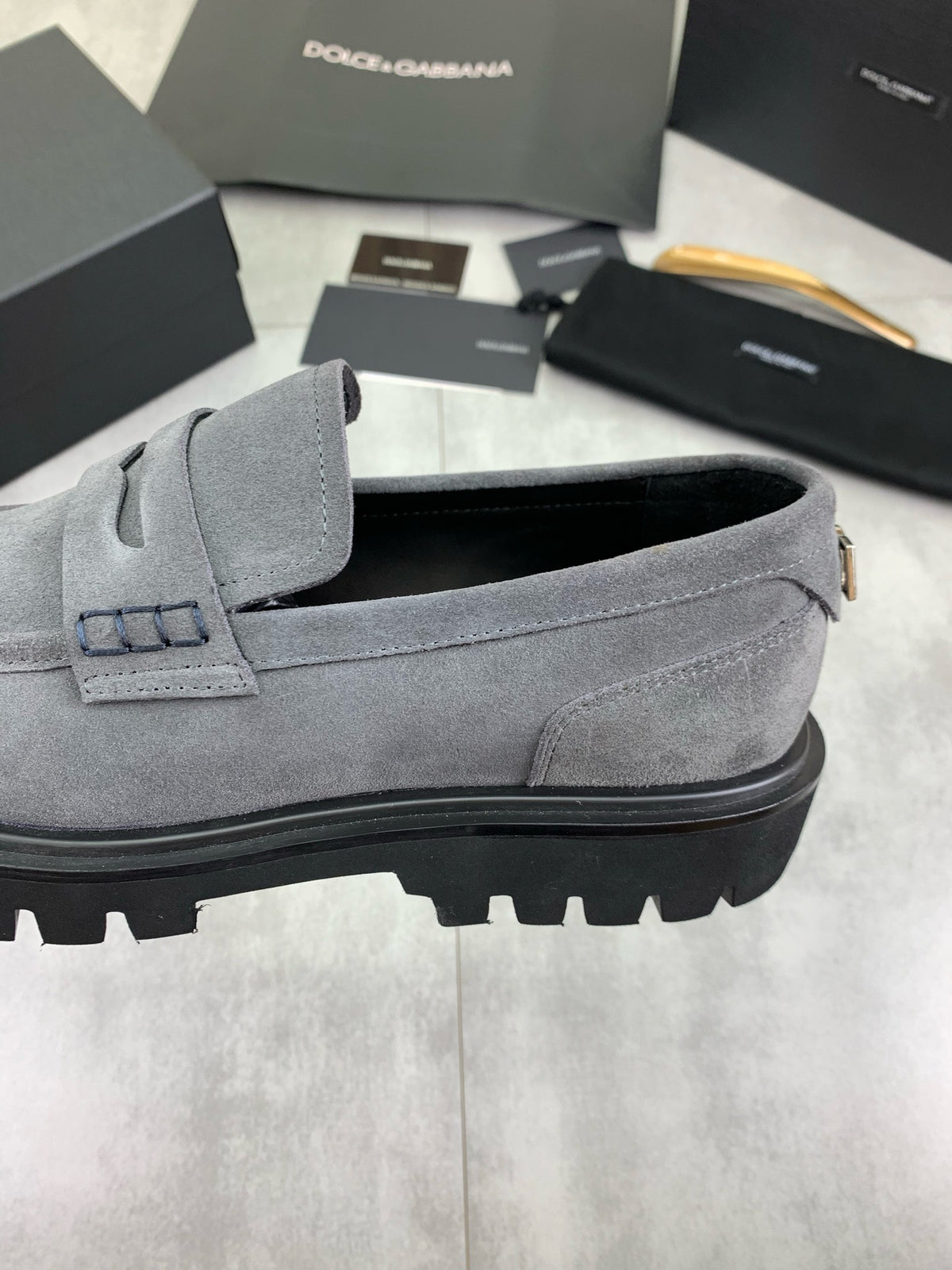 Dolce & Gabbana DG Men's Slip-On Moccasin Loafers with Metal Detail