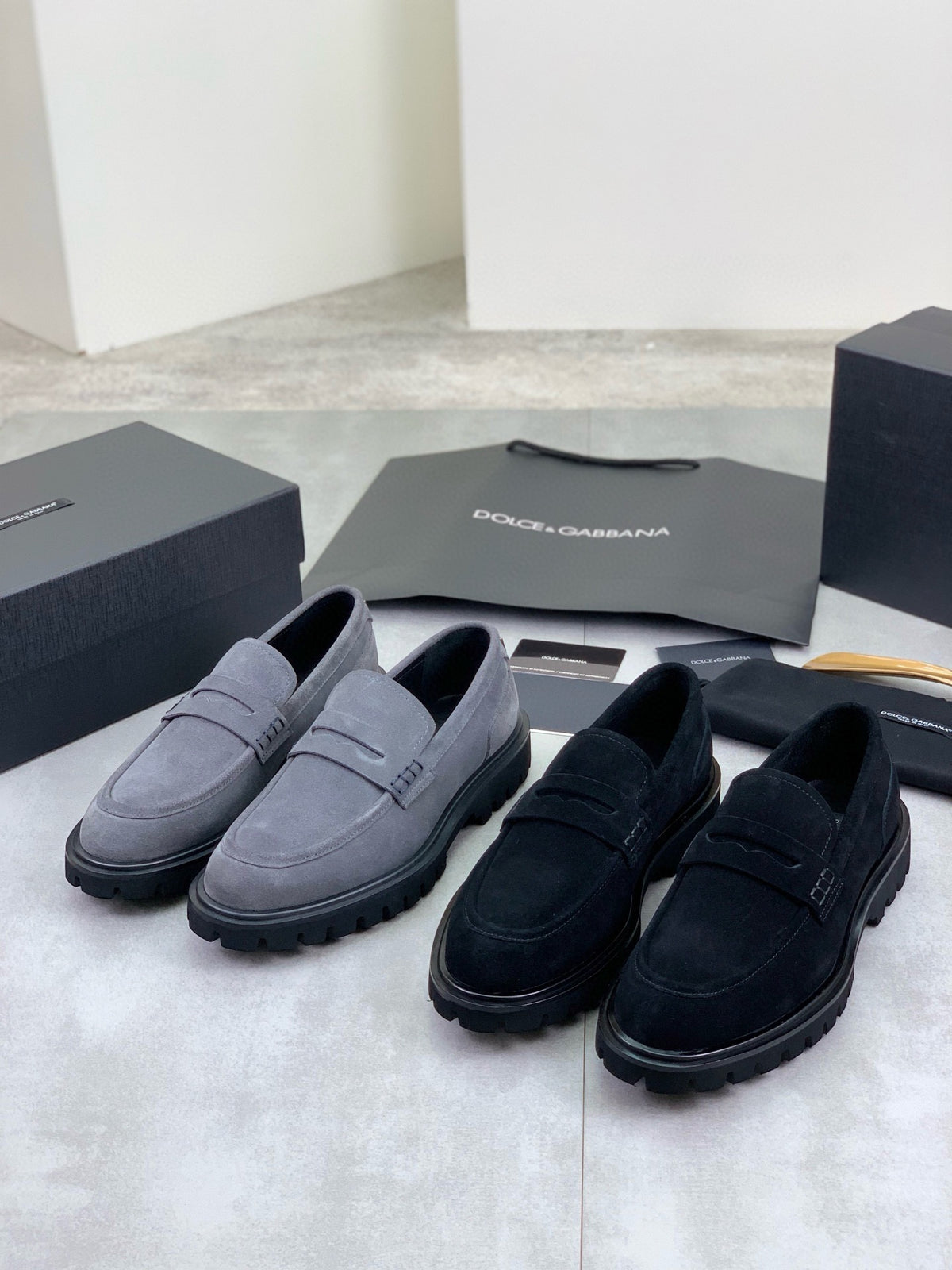 Dolce & Gabbana DG Men's Slip-On Moccasin Loafers with Metal Detail