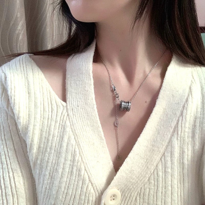 rose gold brass rose Necklace for women - alternate angle view 13