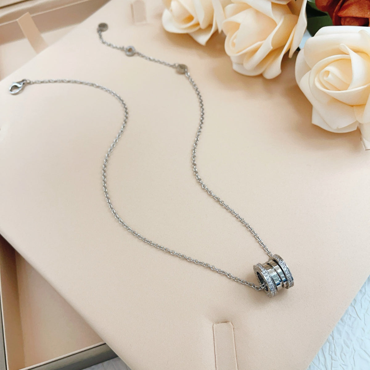 silver brass luxury Necklace for women - alternate angle view 5