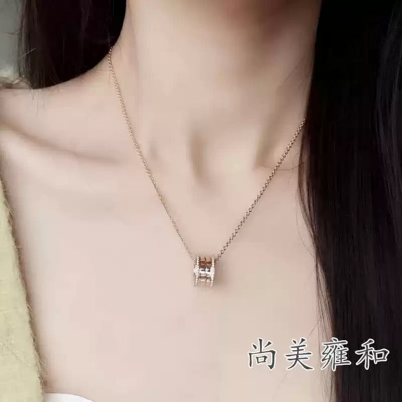 rose gold brass rose Necklace for women - alternate angle view 8