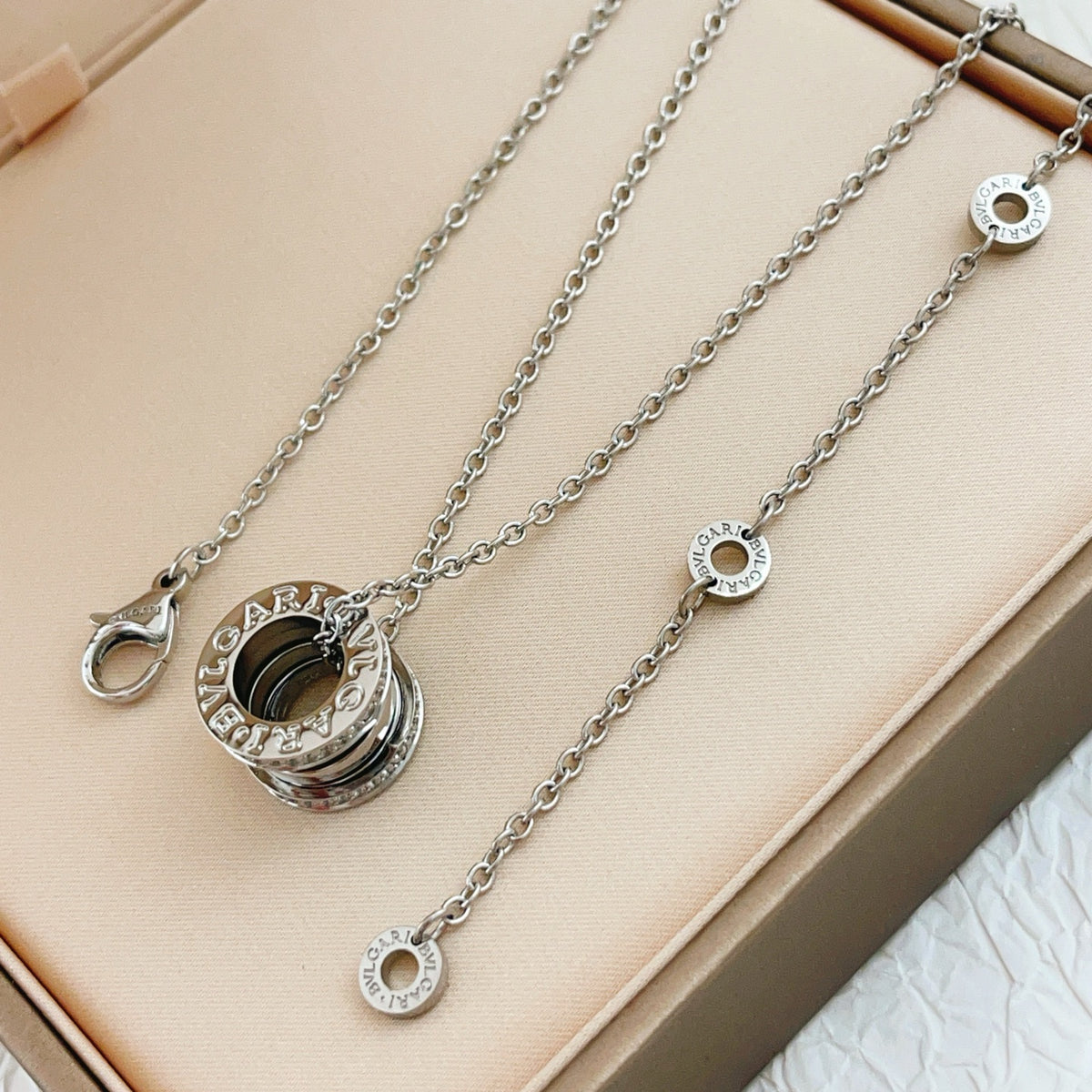 silver brass luxury Necklace for women - alternate angle view 2