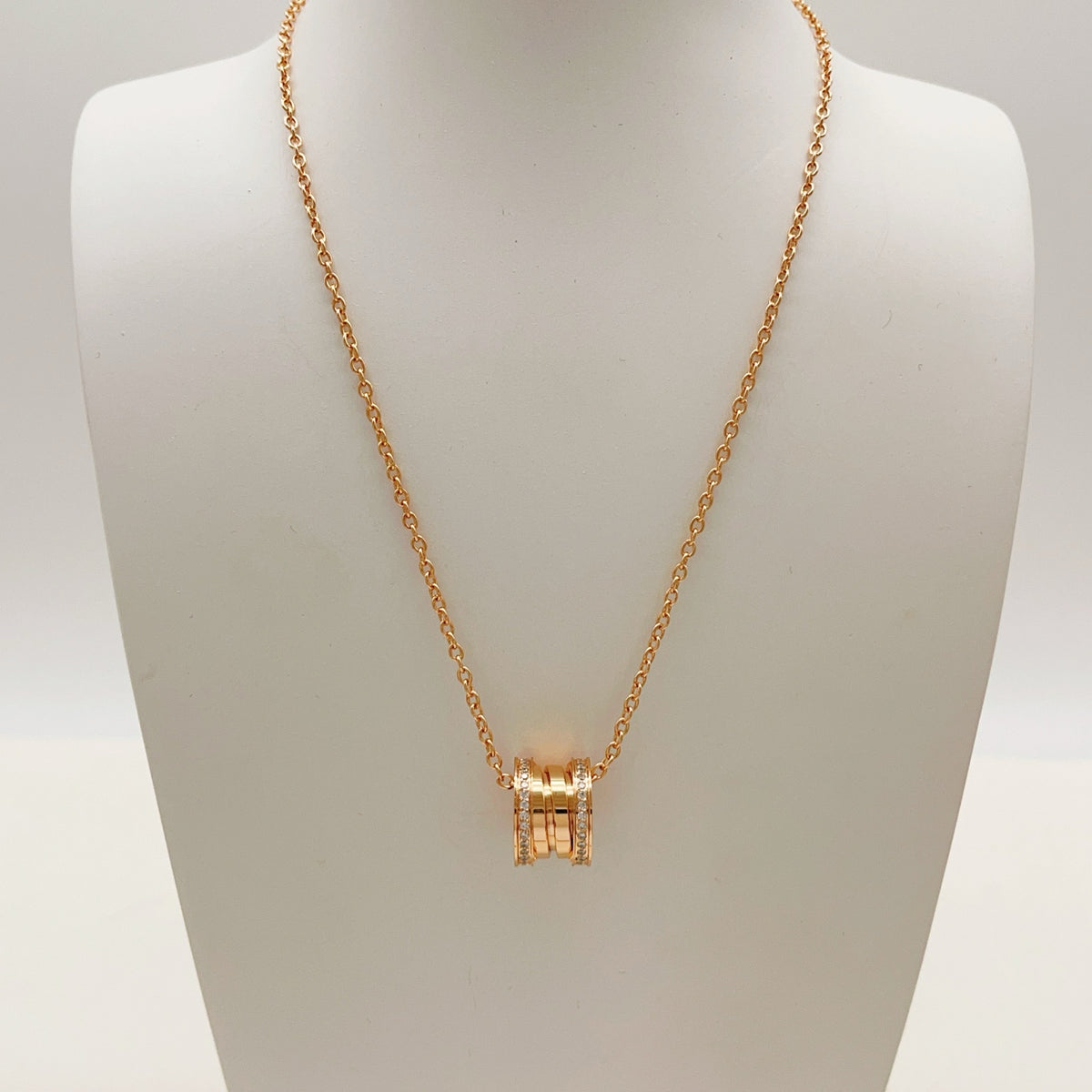 rose gold brass rose Necklace for women - alternate angle view 7