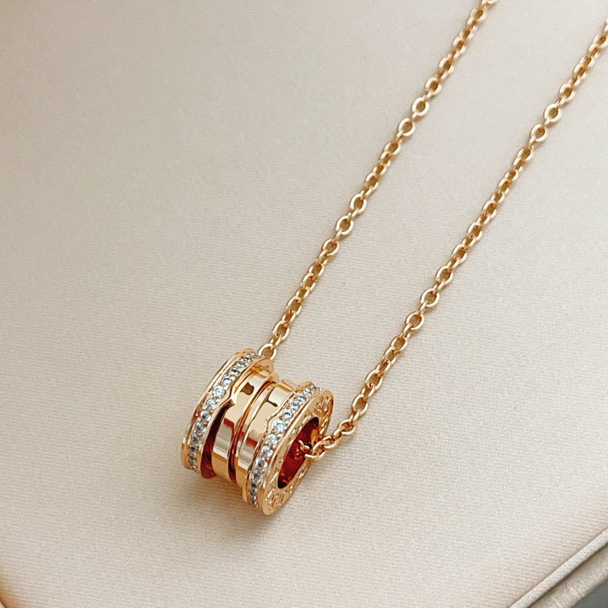 rose gold brass rose Necklace for women - product detail view