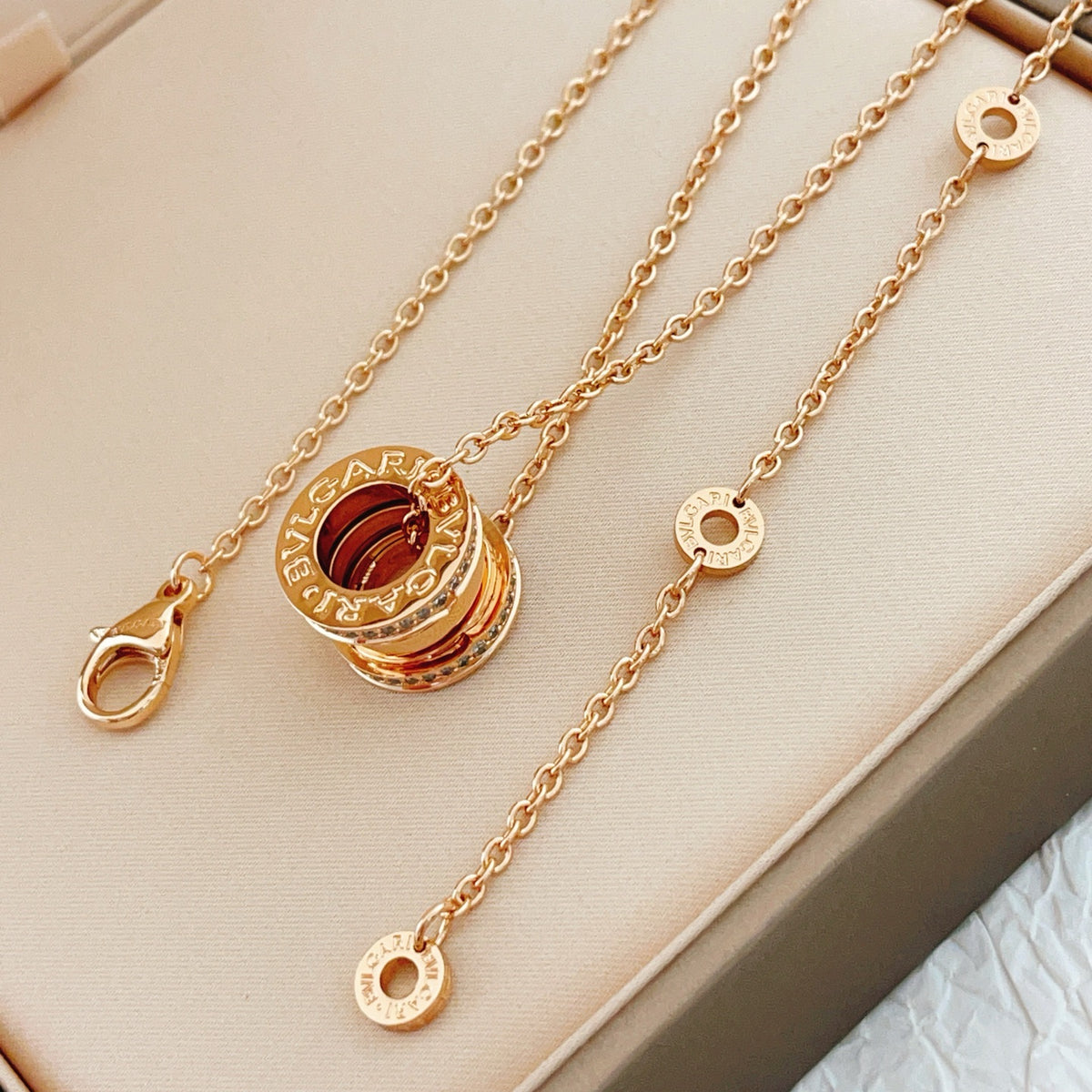 rose gold brass rose Necklace for women - alternate angle view 2