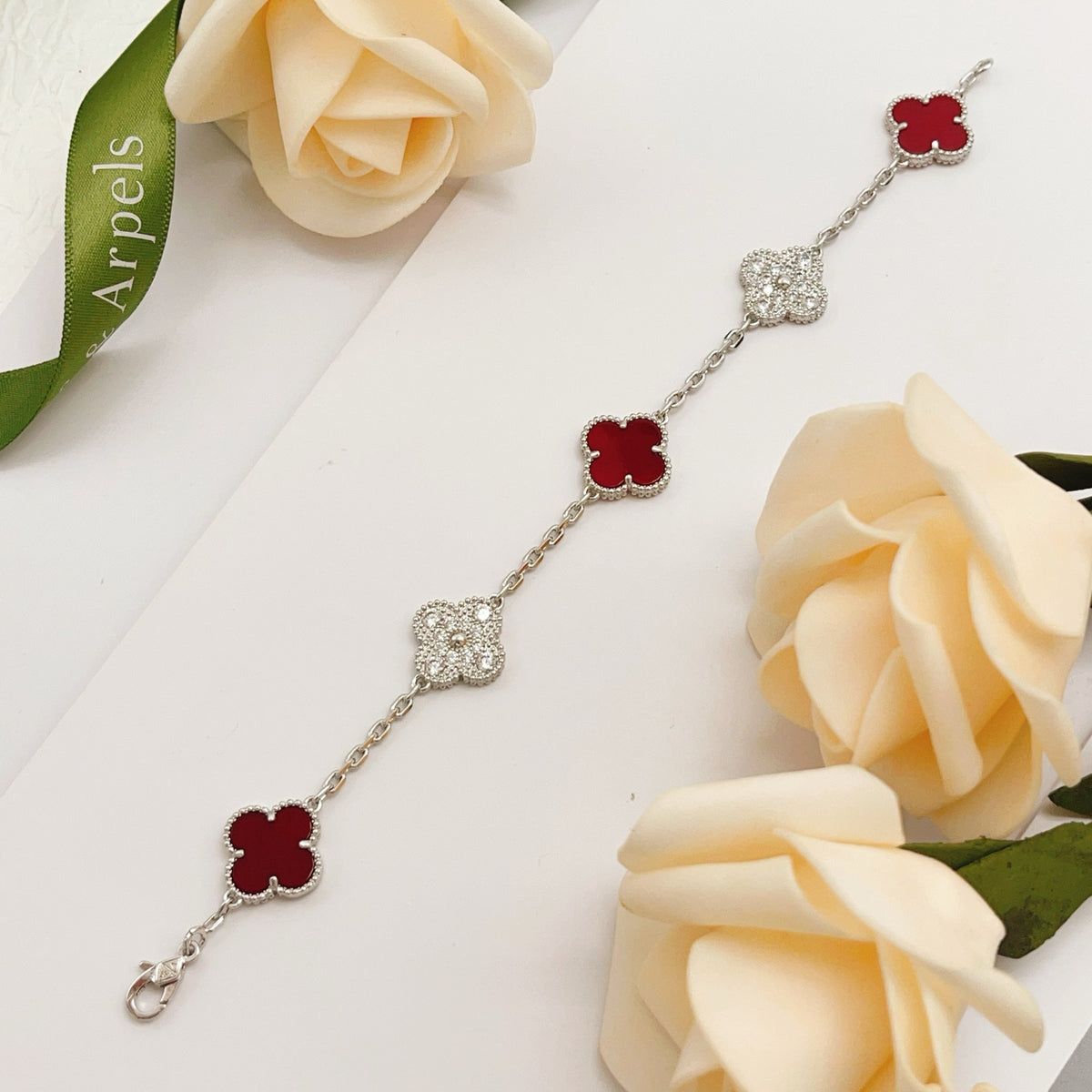 red brass clover Bracelet for women - alternate angle view 5