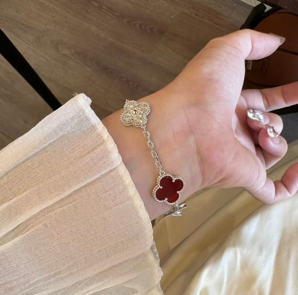 red brass clover Bracelet for women - alternate angle view 7