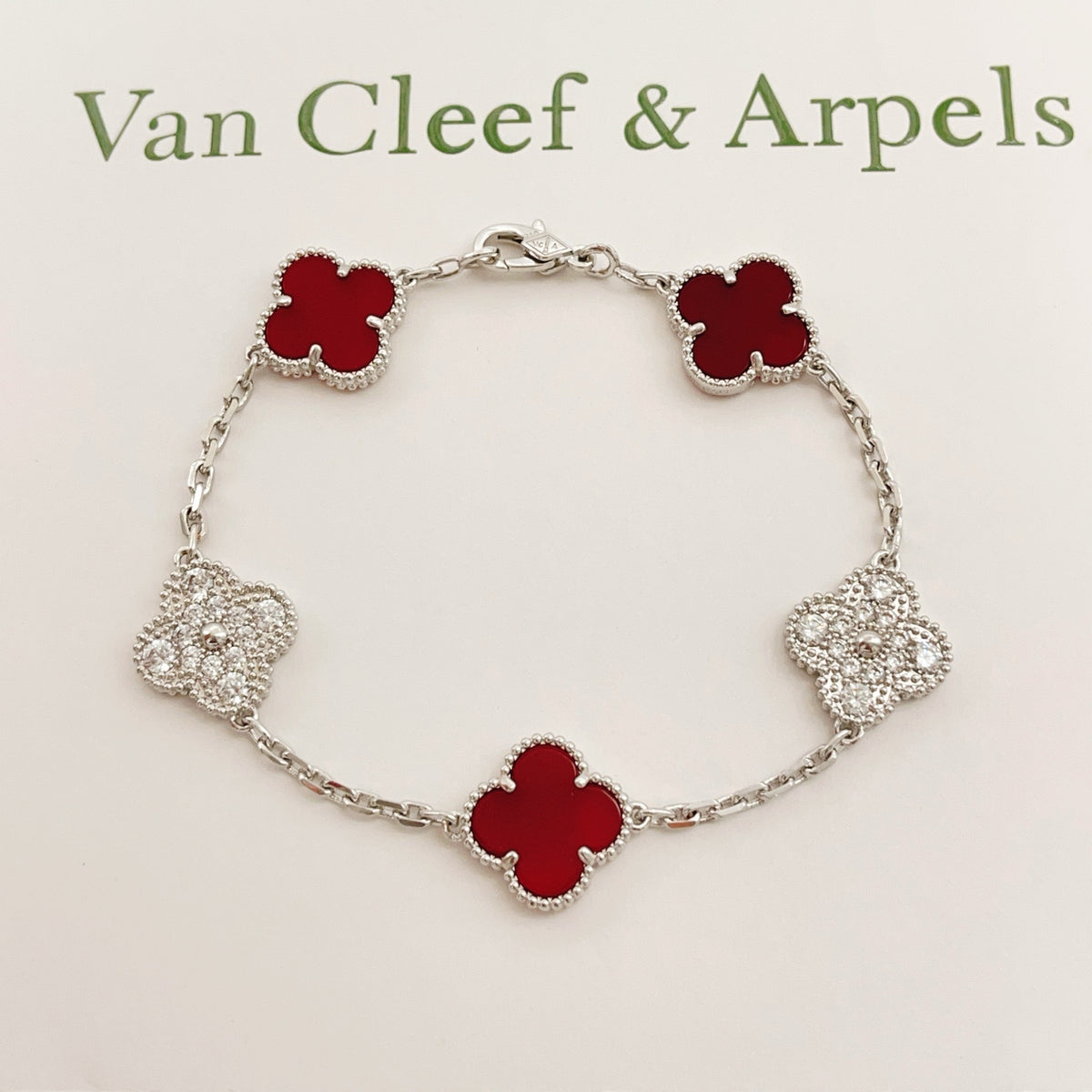 red brass clover Bracelet for women - product detail view