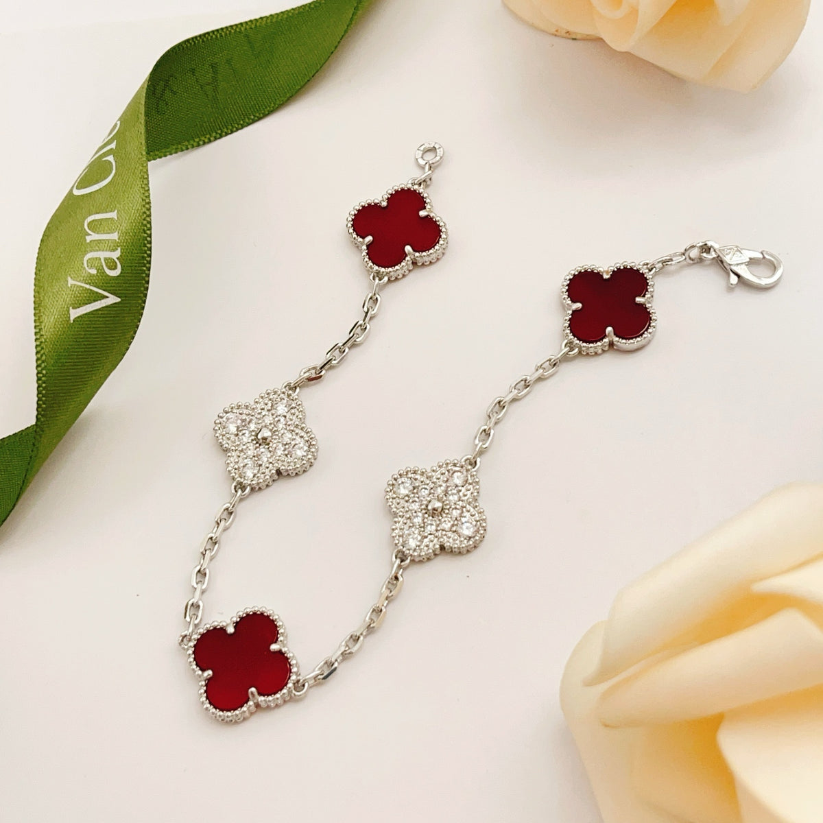 red brass clover Bracelet for women - alternate angle view 4