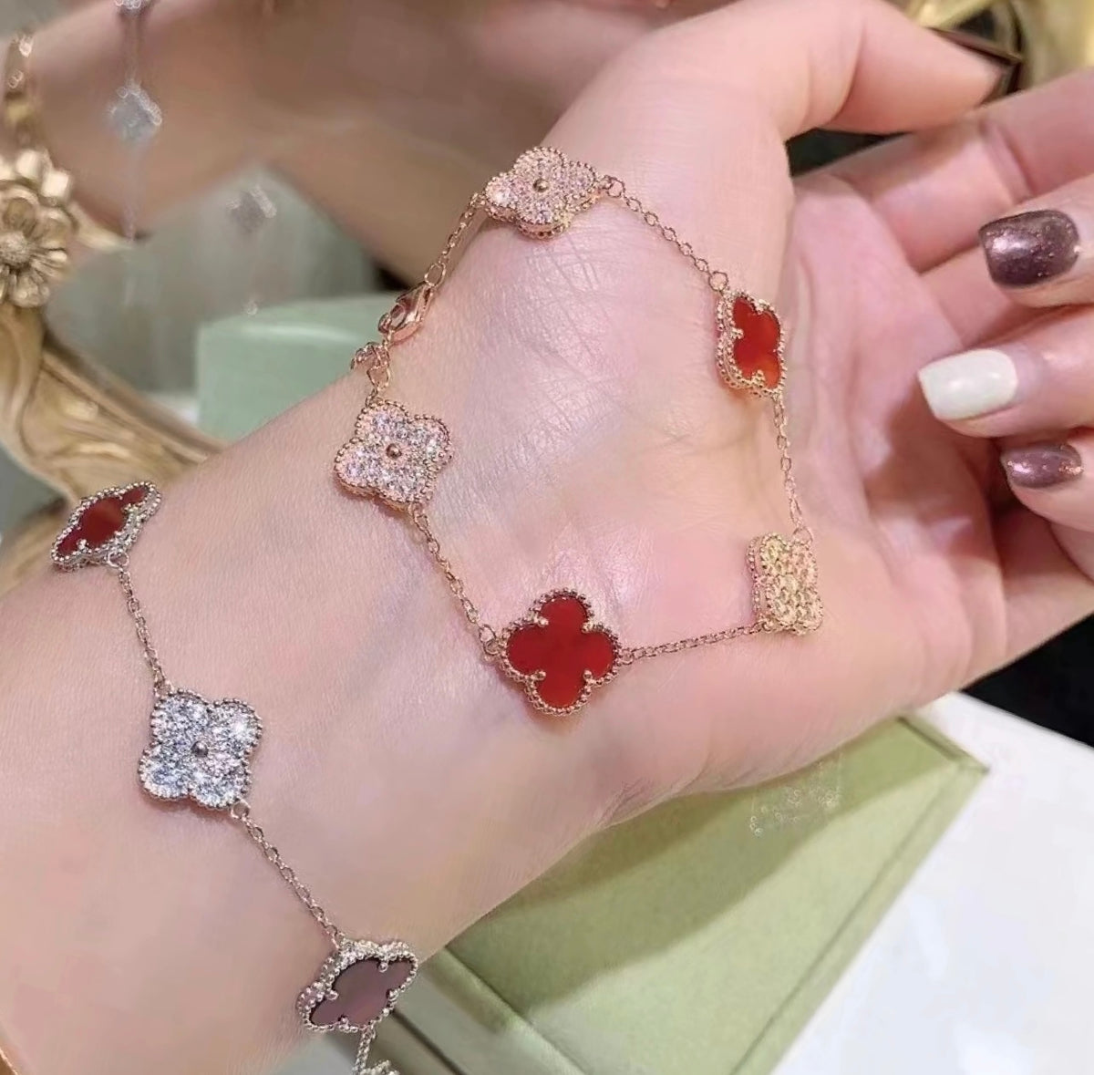 red brass clover Bracelet for women - alternate angle view 10