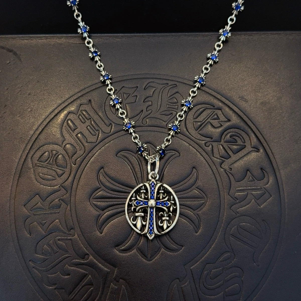 antique crystal cross Pendant for men - alternate angle view 4