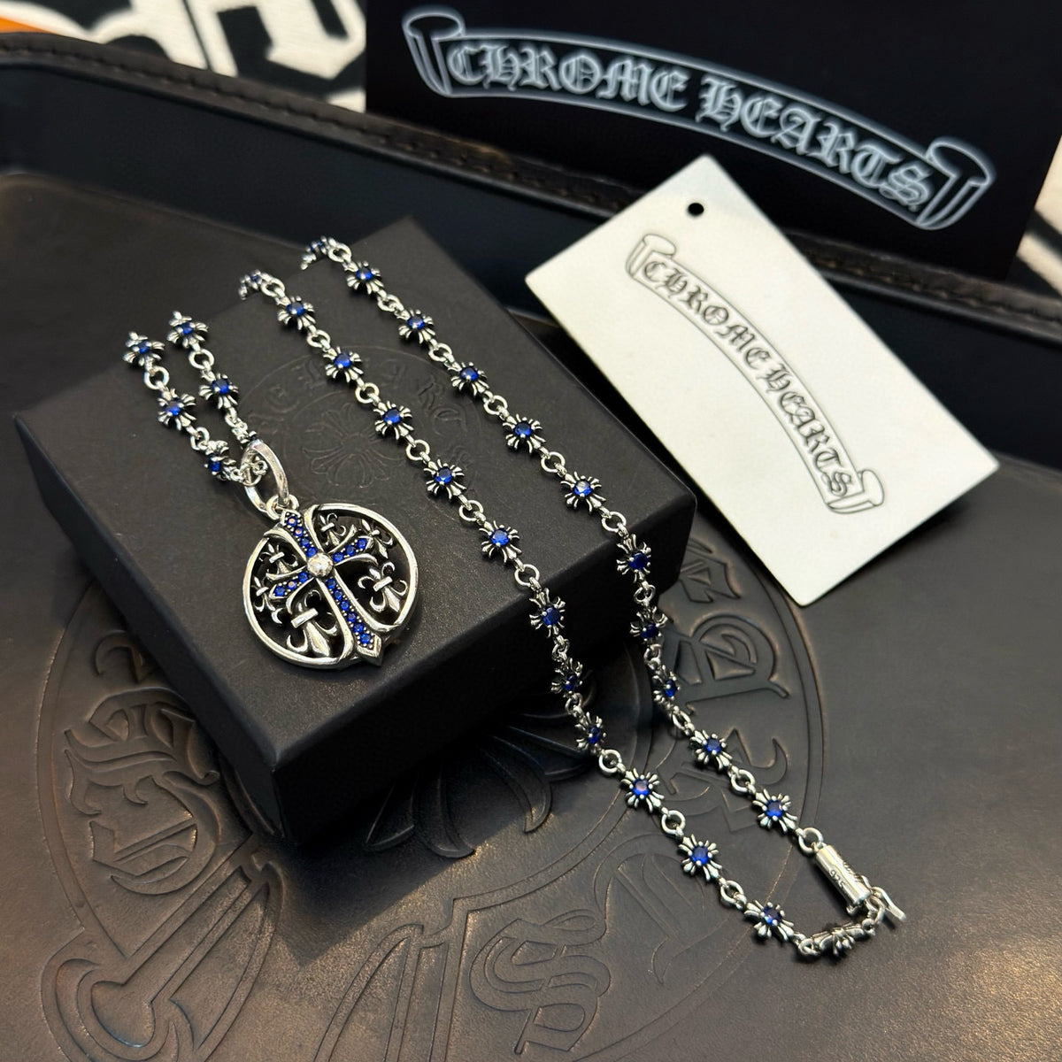 antique crystal cross Pendant for men - alternate angle view 2