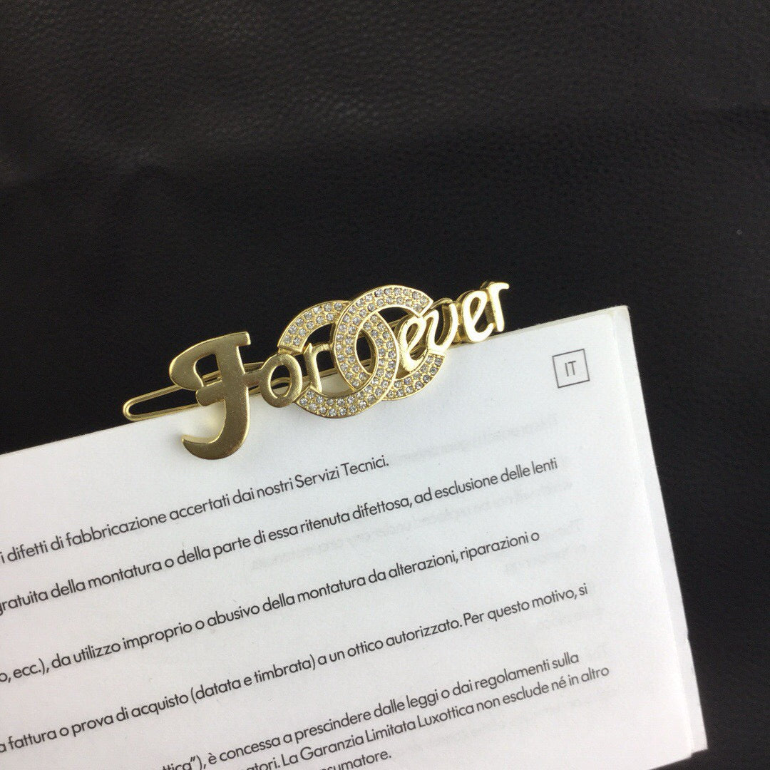 gold letter Hair Clip for women - product detail view