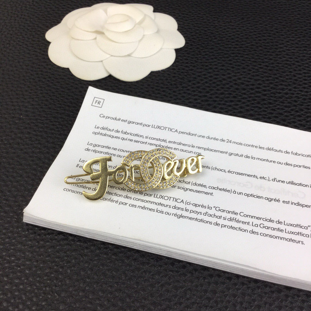 gold letter Hair Clip for women - alternate angle view 2