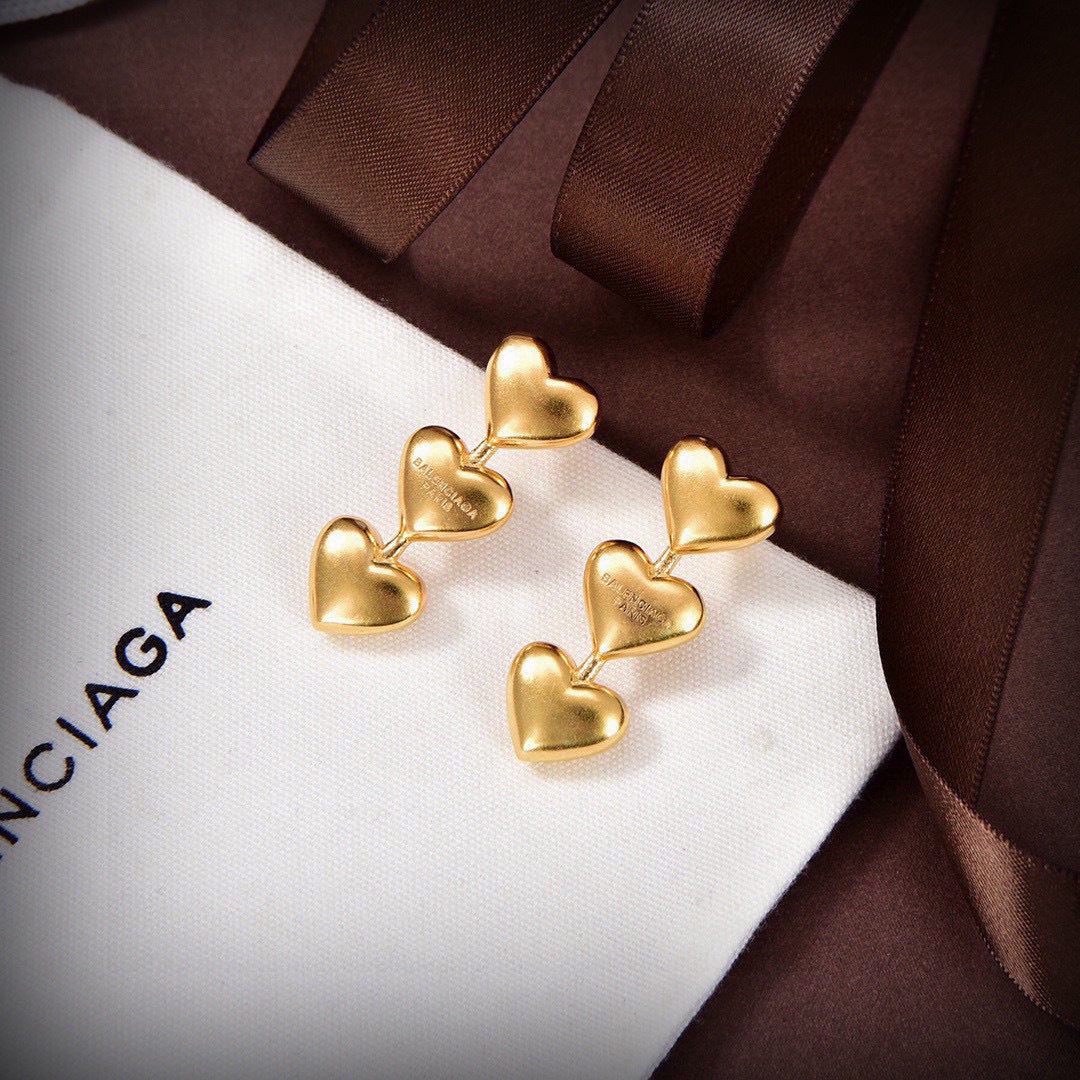 gold brass unique Drop Earrings for women - alternate angle view 2