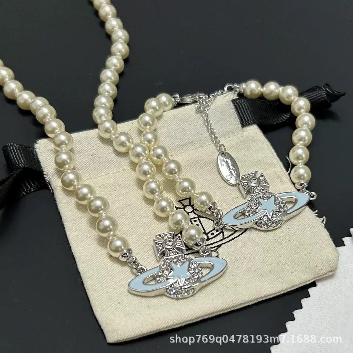 pink pearl Necklace for women - alternate angle view 3