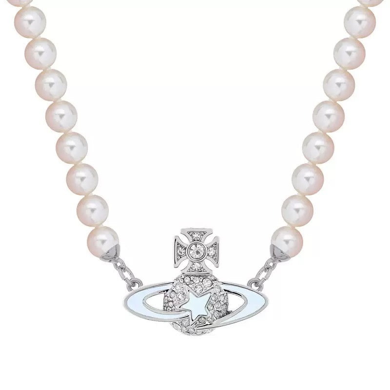 pink pearl Necklace for women - product detail view