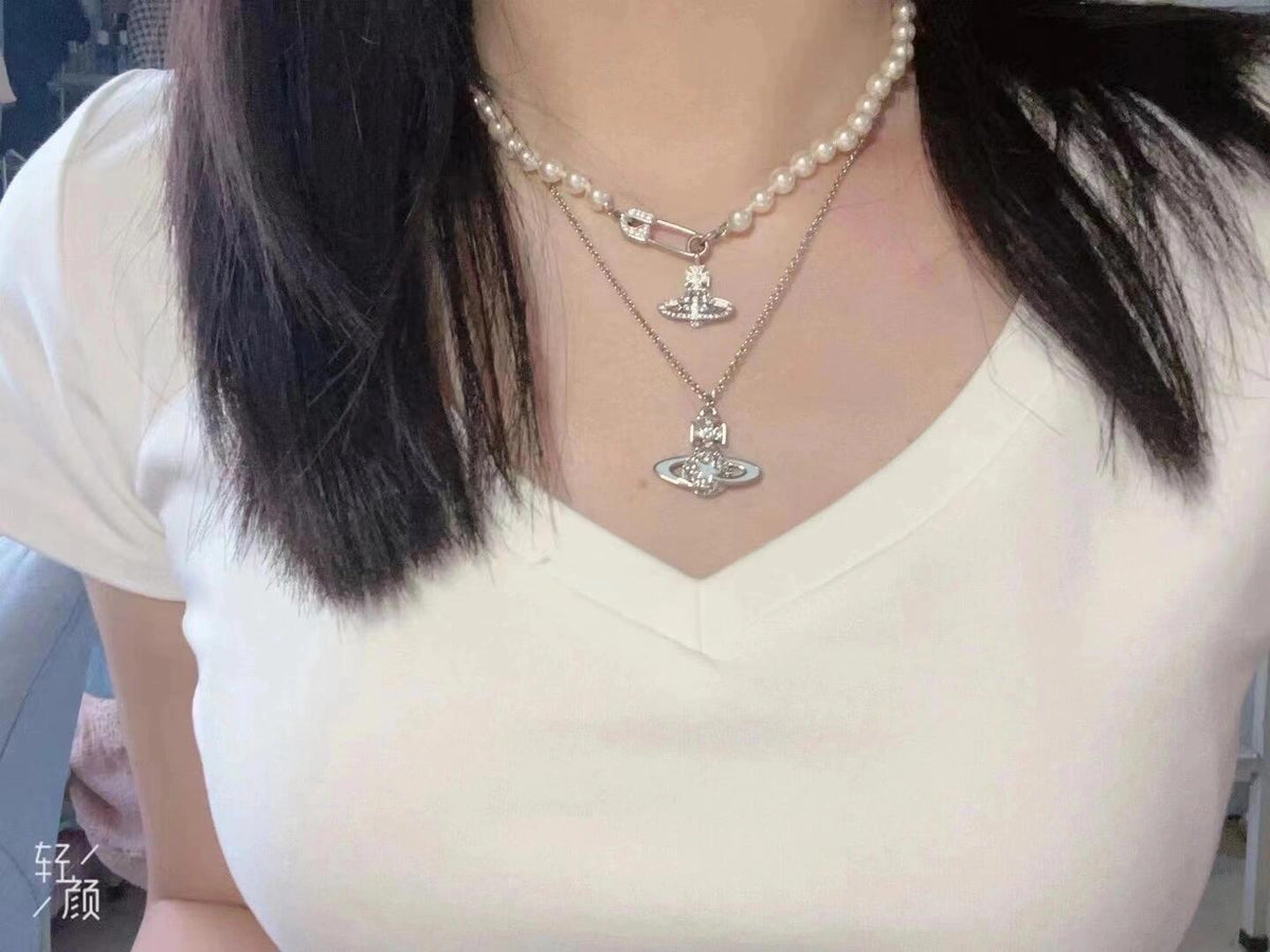 pink pearl Necklace for women - alternate angle view 6