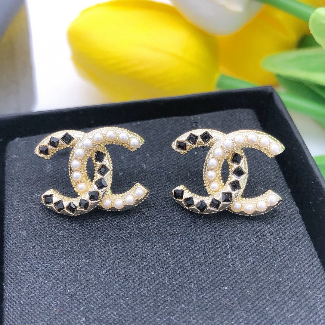 beige crystal Stud Earrings for women - alternate angle view 8