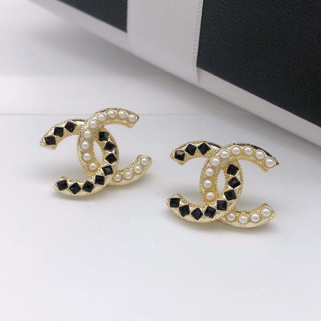 beige crystal Stud Earrings for women - alternate angle view 6