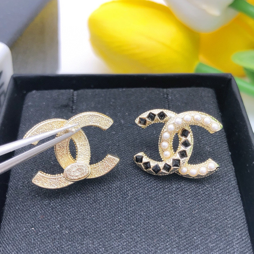 beige crystal Stud Earrings for women - alternate angle view 4