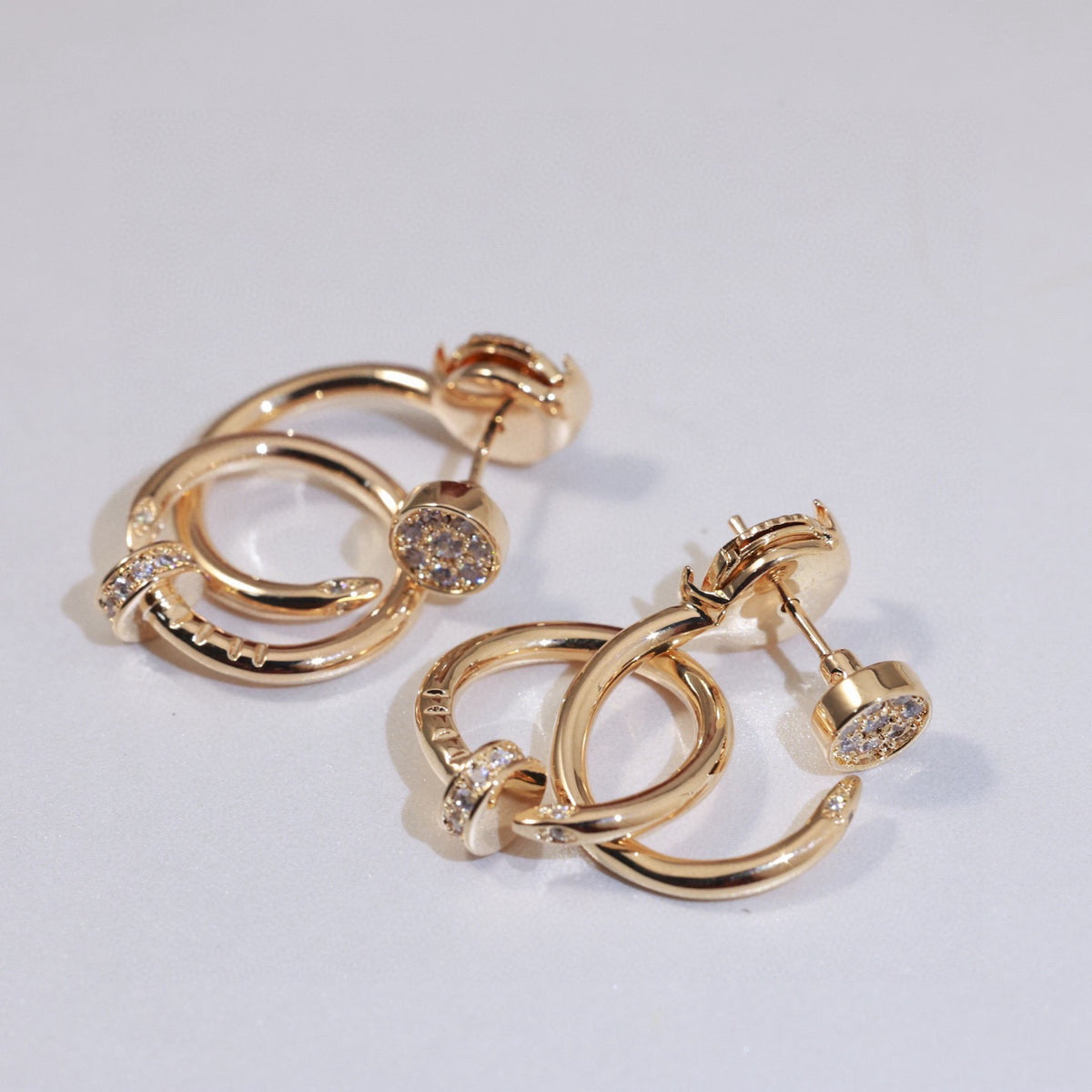 gold silver post Stud Earrings for women - alternate angle view 7