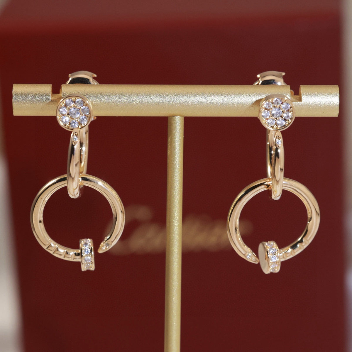 gold silver post Stud Earrings for women - alternate angle view 6