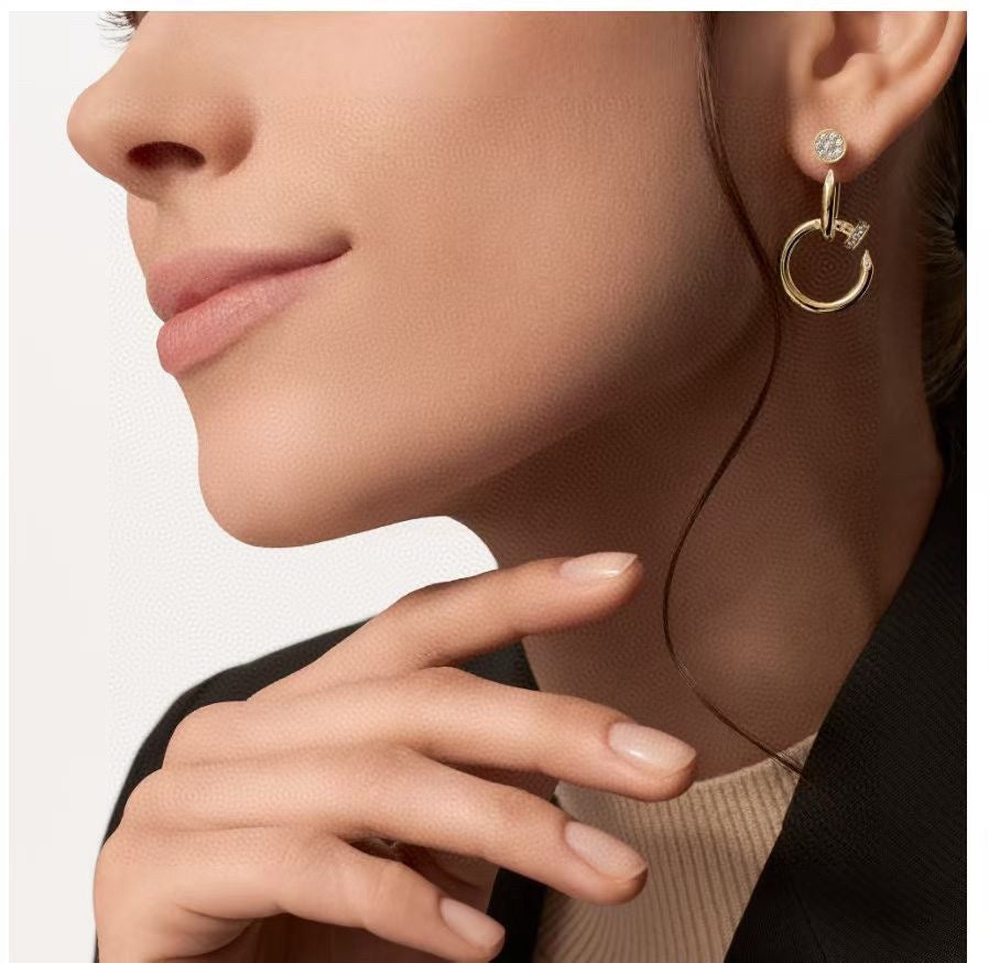 gold silver post Stud Earrings for women - alternate angle view 8