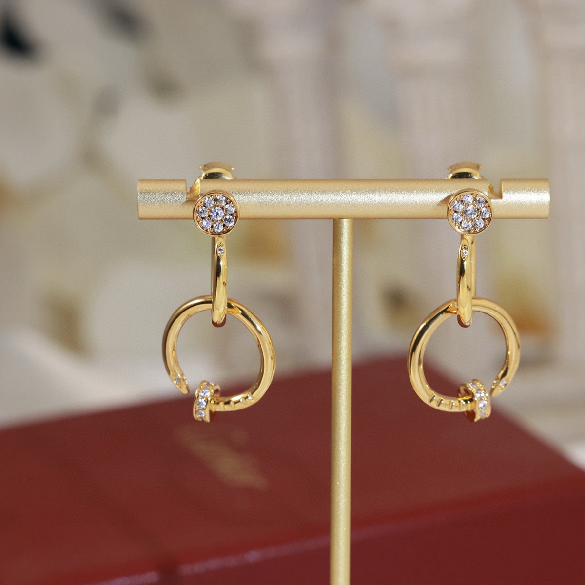 gold silver post Stud Earrings for women - alternate angle view 4