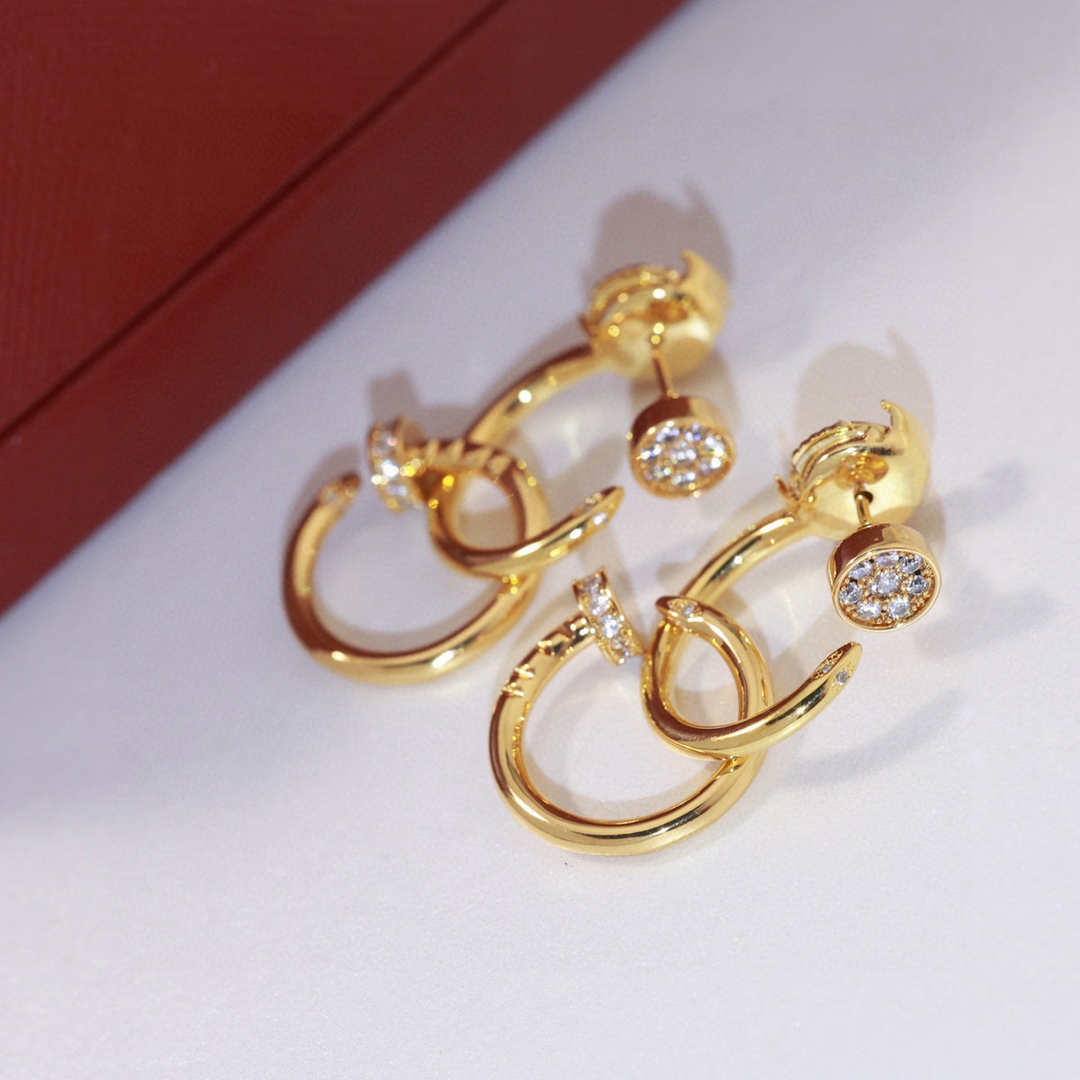 gold silver post Stud Earrings for women - product detail view