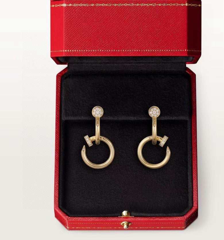 gold silver post Stud Earrings for women - alternate angle view 2