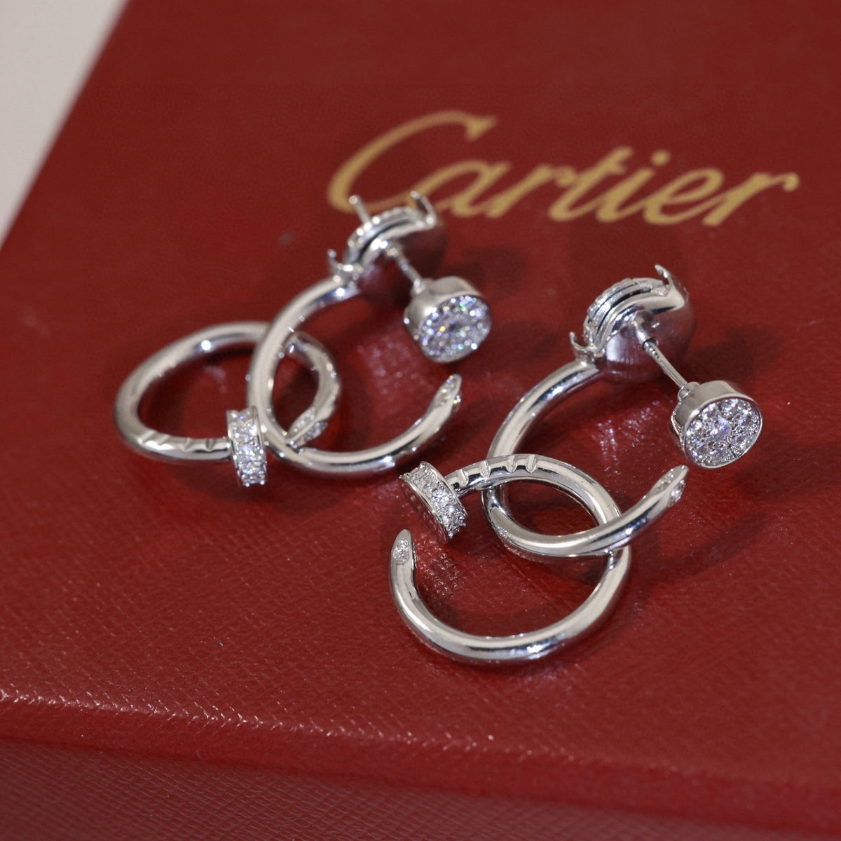 gold silver post Stud Earrings for women - alternate angle view 3