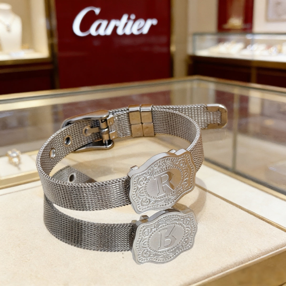 gold crystal floral Bangle for men - alternate angle view 3