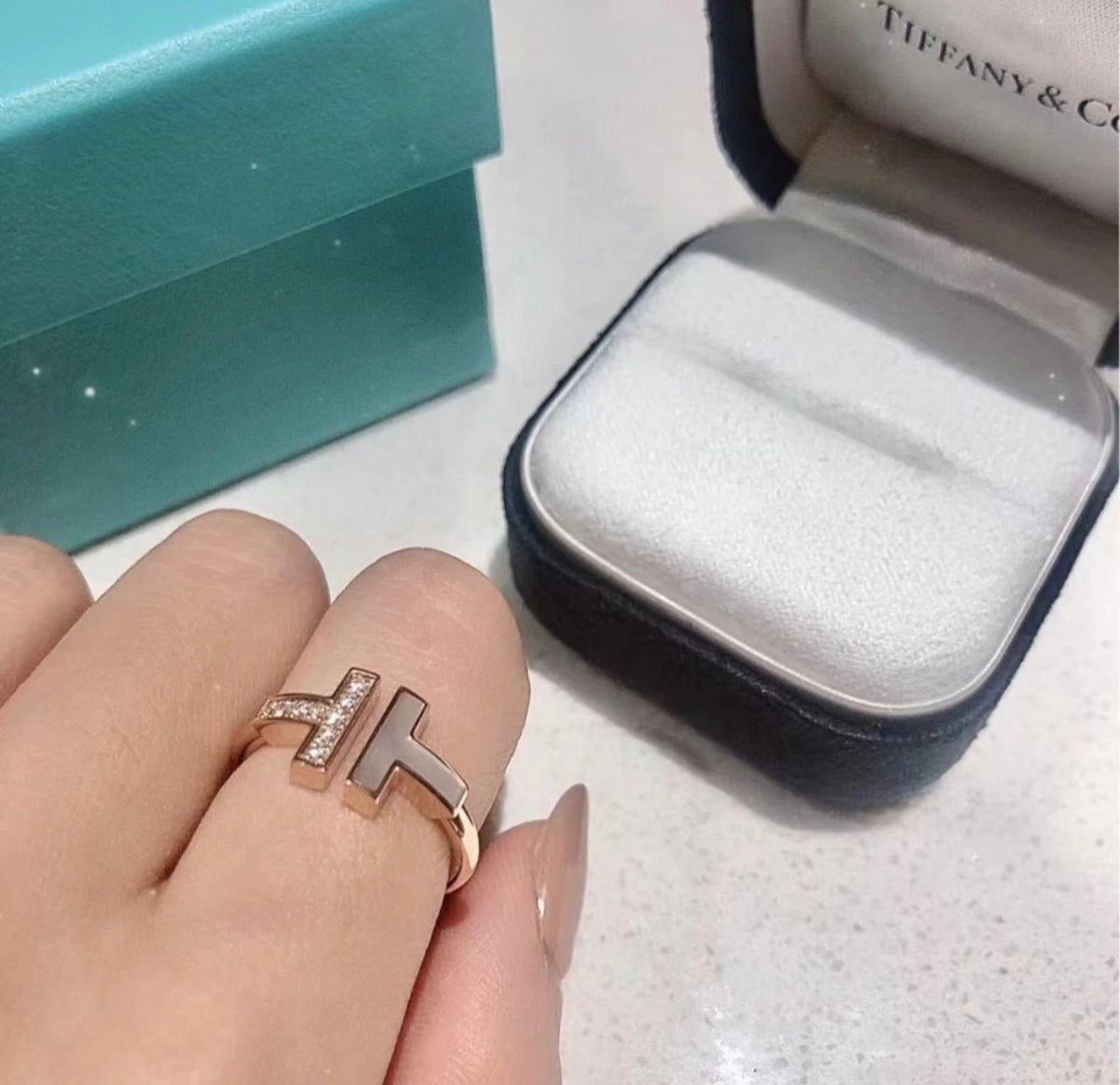 rose gold brass rose Ring for women - alternate angle view 2