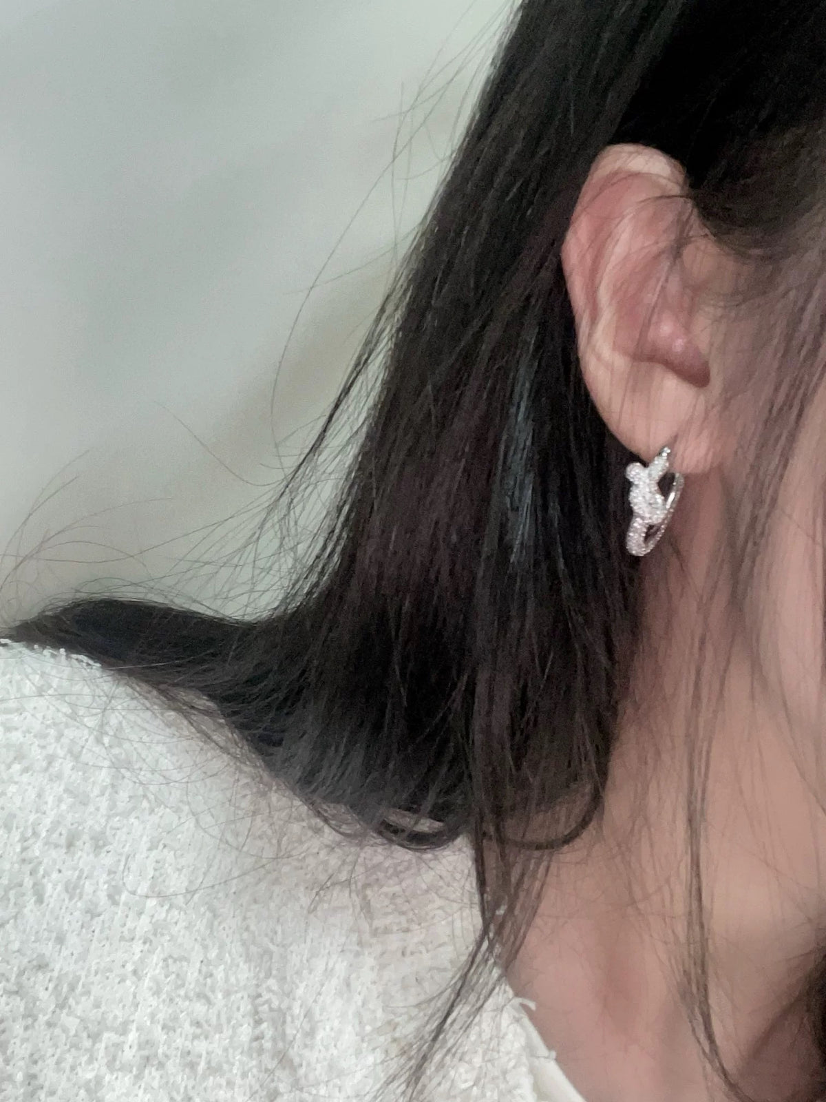 gold brass crystal inlaid Stud Earrings for women - alternate angle view 6