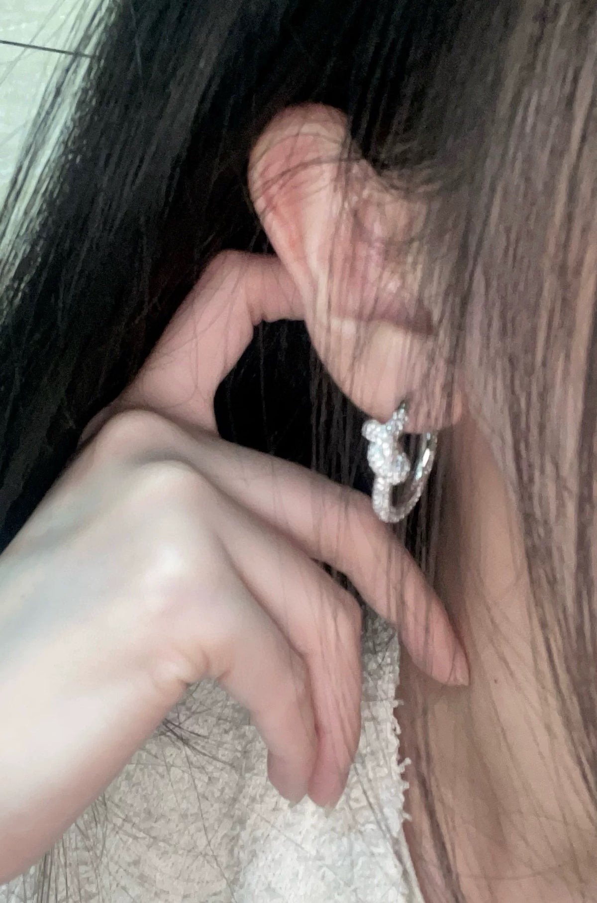 gold brass crystal inlaid Stud Earrings for women - alternate angle view 5