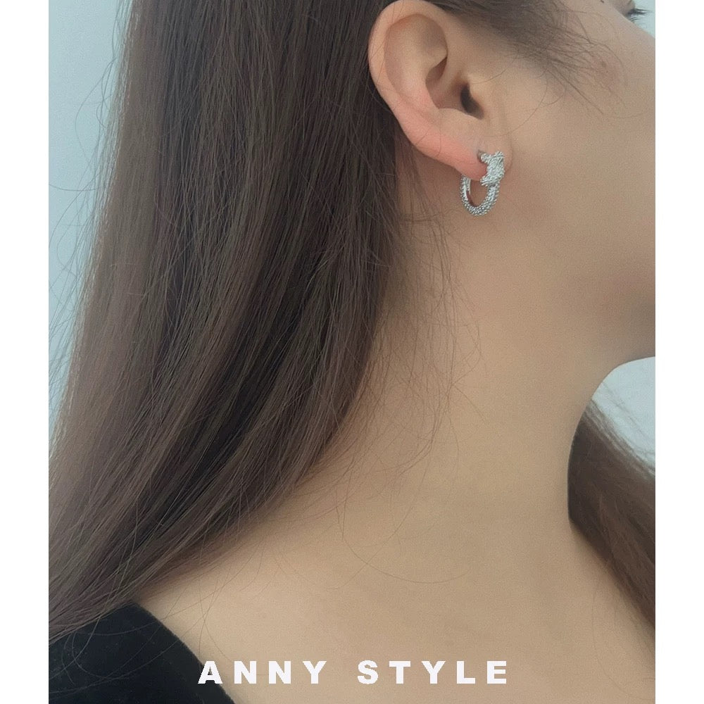 gold brass crystal inlaid Stud Earrings for women - alternate angle view 9