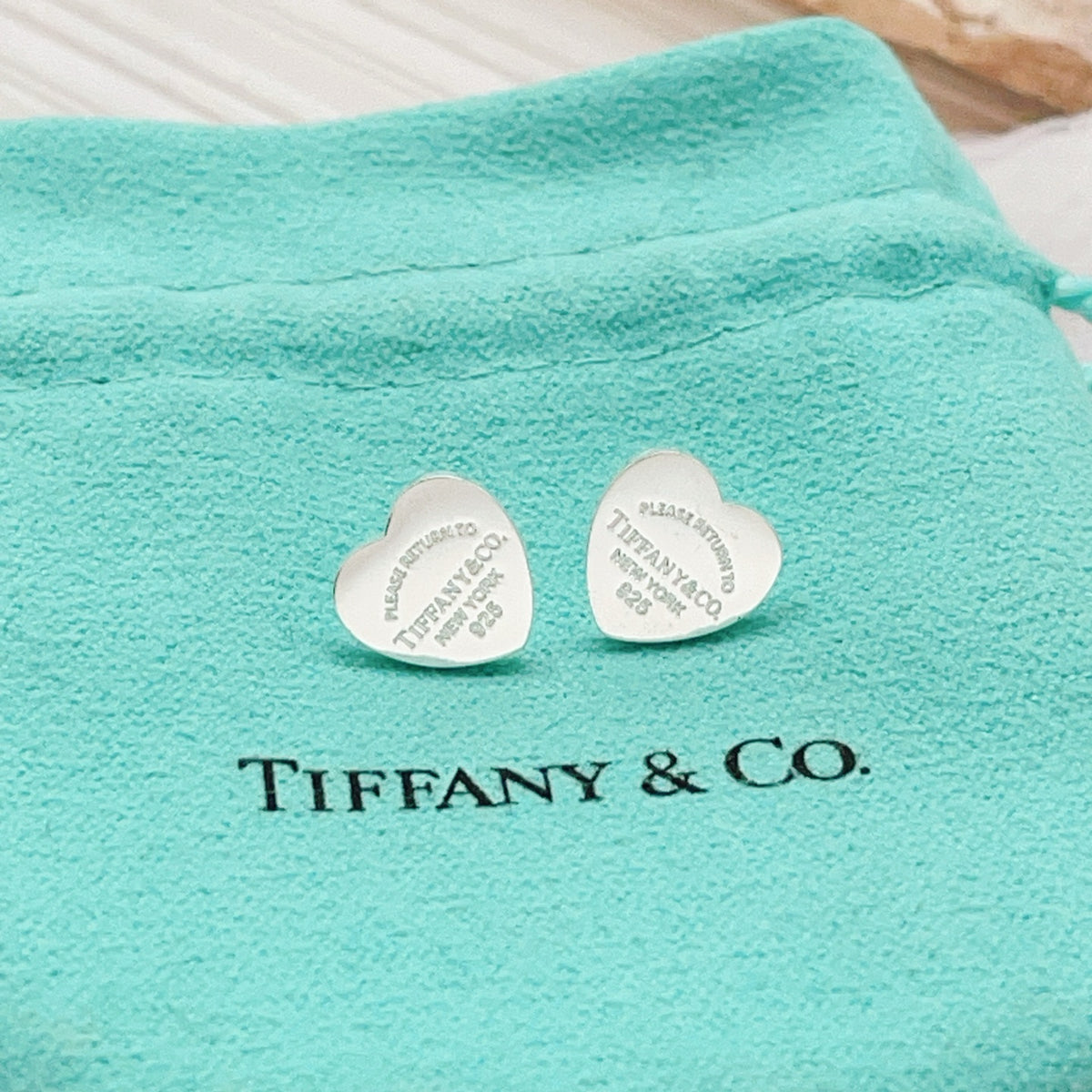 silver brass heart Stud Earrings for women - alternate angle view 3