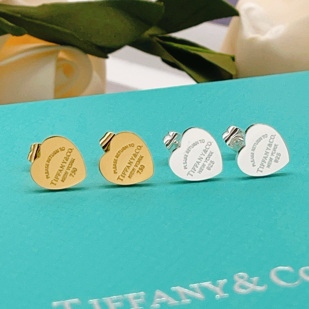silver brass heart Stud Earrings for women - alternate angle view 8