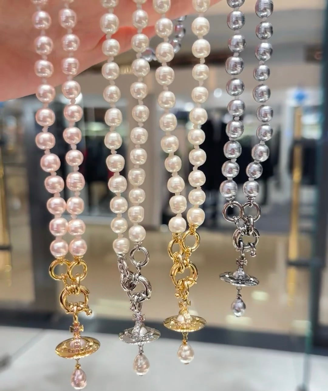 pink pearl Jewelry Set for women - alternate angle view 4
